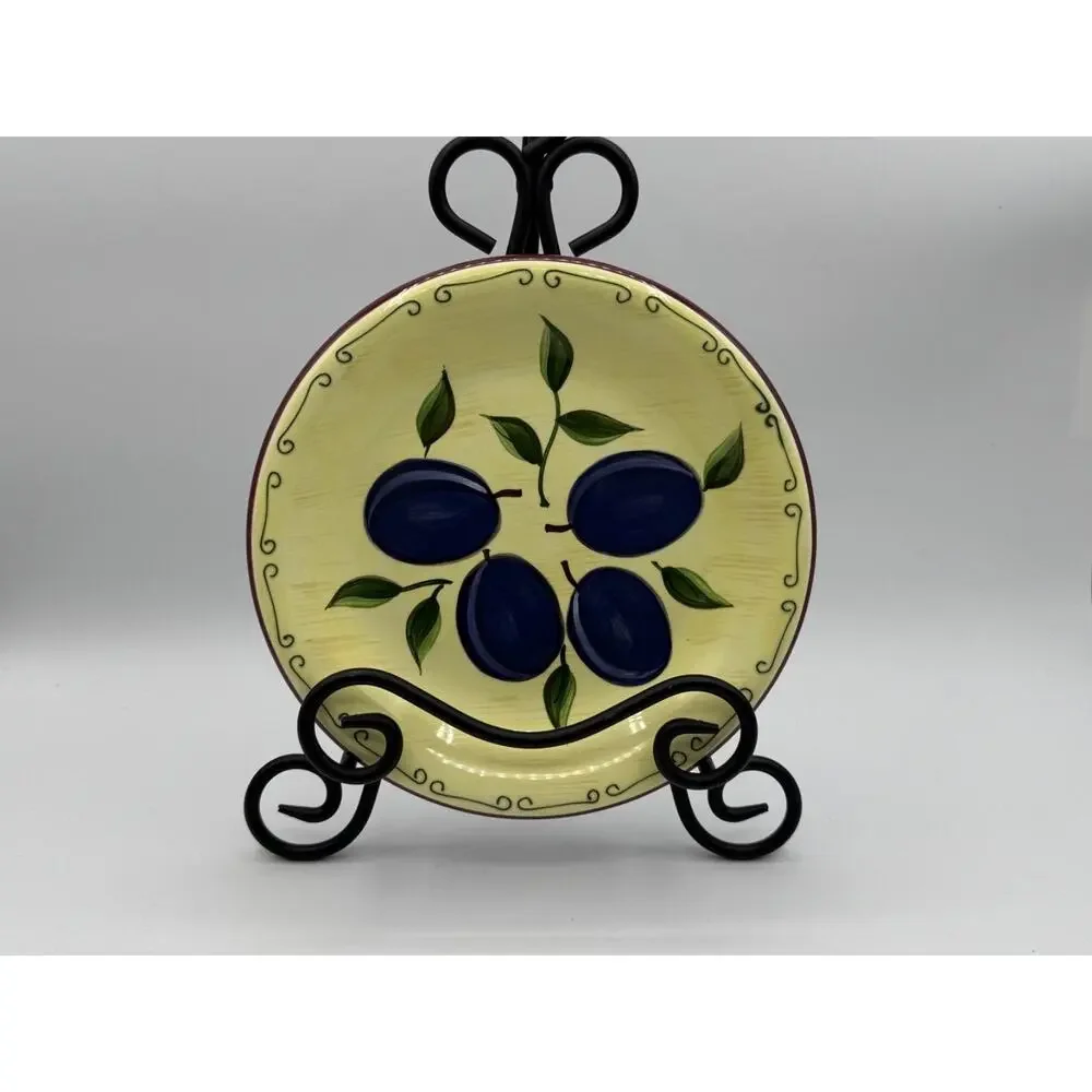 Sonoma Set of 4 Lifestyle Painted Fruit Pattern Ceramic Salad Plates, Pre-owned